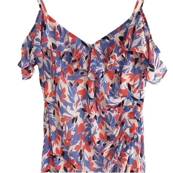 Lauren Ralph Lauren Maxi Off Shoulder Crinkled Georgette Floral Dress Size 10 - Picture 12 of 15